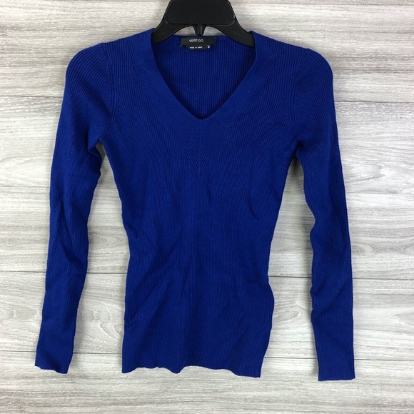 Vertigo Shapely V Neck Rib Pull Over Sweater Size Small $198 - Picture 3 of 8